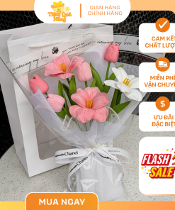 Bó Hoa Tulip Mix Lily Handmade Pastel